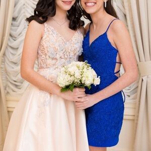 Elegant Faviana Royal Blue Lace Dress